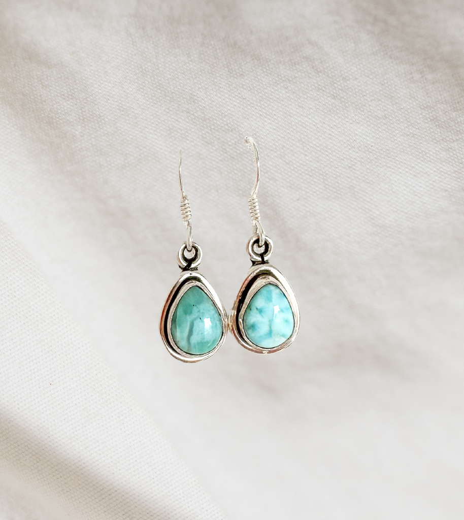 Elysium Pear-Shaped Larimar Drop Earrings